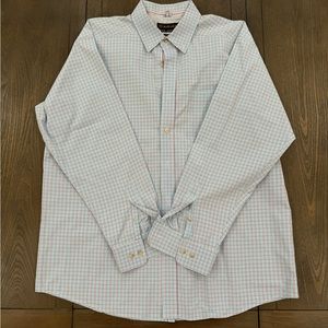 Men’s Ariat button down shirt, blue with red and white plaid, XL